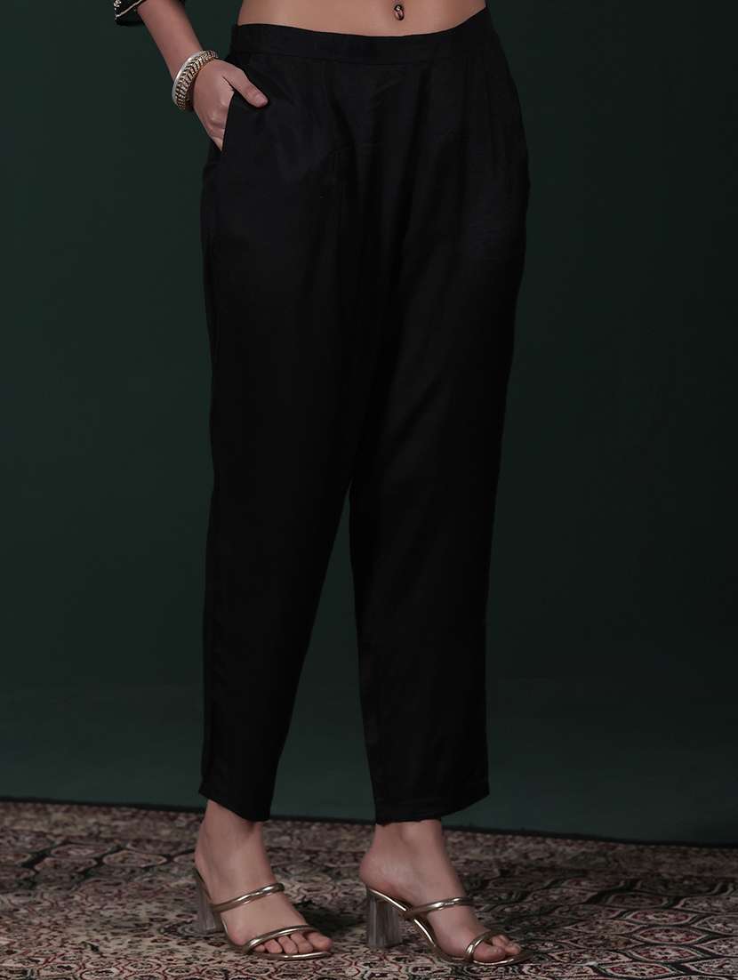 women solid with work three quarter sleeve kurta pant with dupatta set - 22324158 -  Standard Image - 5