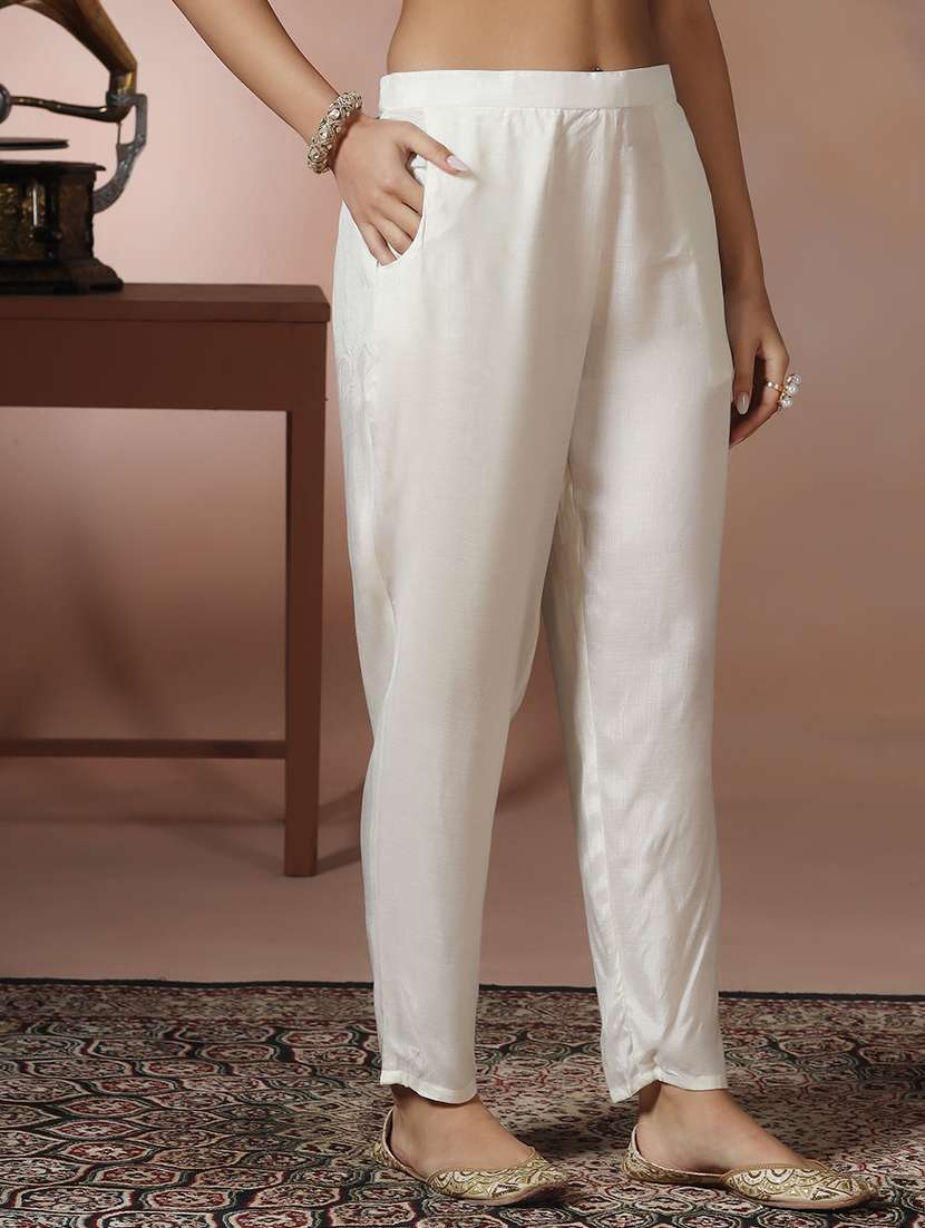 women solid with work three quarter sleeve kurta pant with dupatta set - 22324159 -  Standard Image - 5