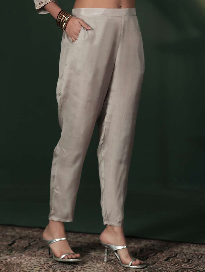Women Solid With Work Three Quarter Sleeve Kurta Pant With Dupatta Set - 22324160 -  Standard Image - 5