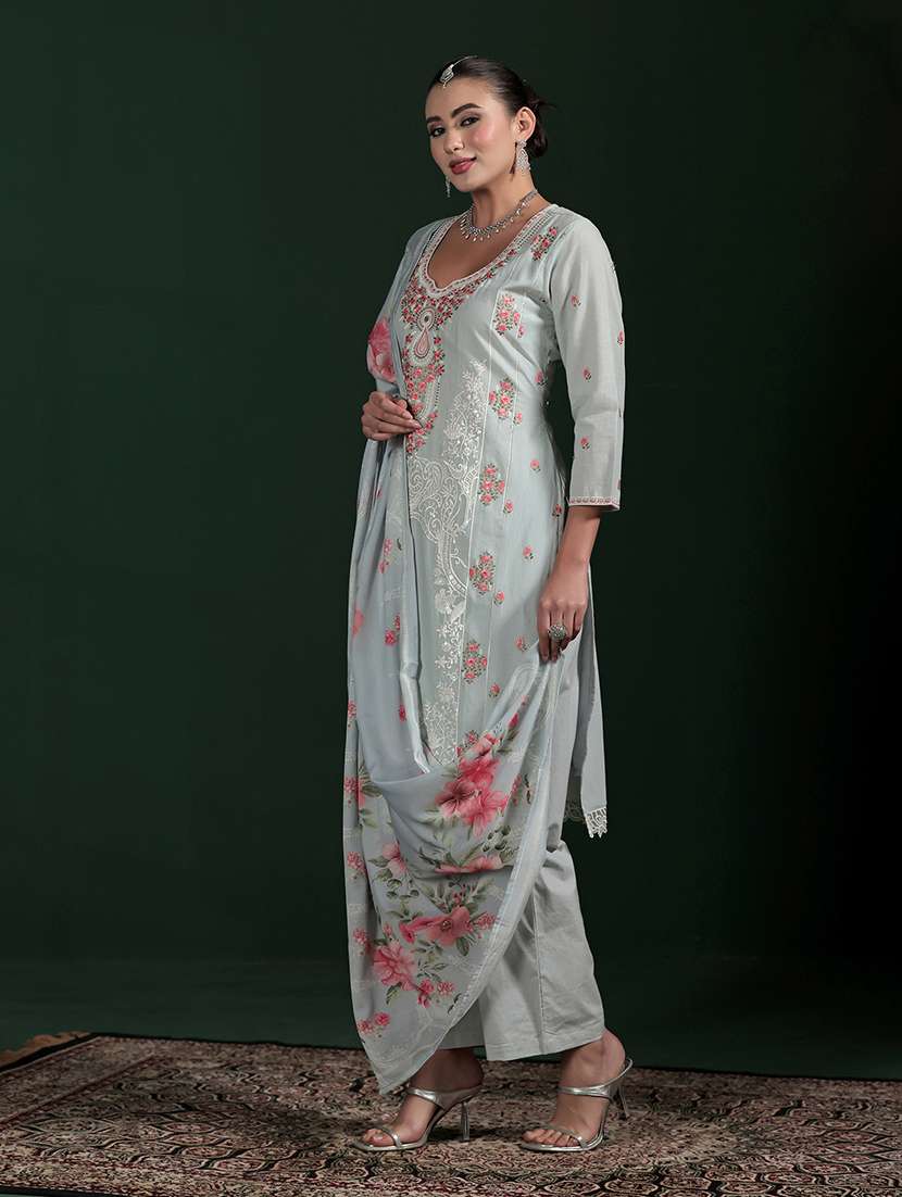 women printed notch neck kurta pant with dupatta set - 22324164 -  Standard Image - 3