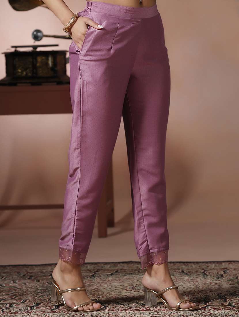 women solid with work three quarter sleeve kurta pant with dupatta set - 22324168 -  Standard Image - 5