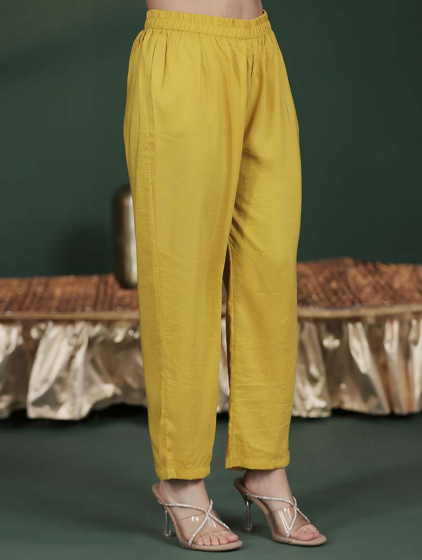 women solid with work three quarter sleeve kurta pant with dupatta set - 22324170 -  Standard Image - 5