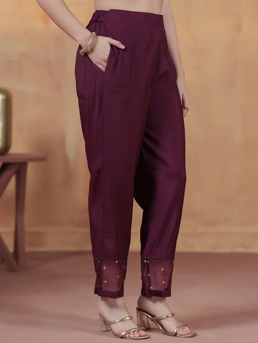 women solid with work three quarter sleeve kurta pant with dupatta set - 22324171 -  Standard Image - 5