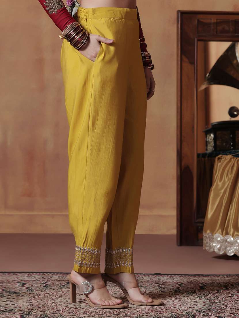 women solid with work three quarter sleeve kurta pant with dupatta set - 22324172 -  Standard Image - 5