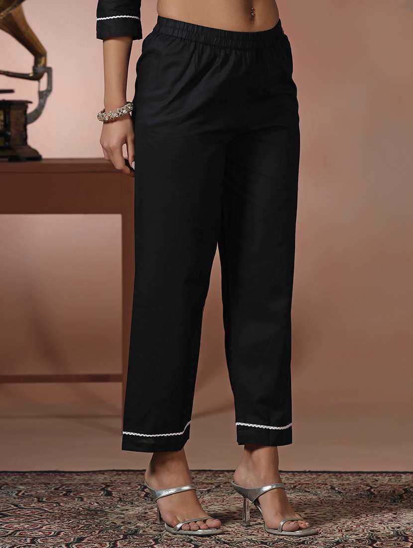 women solid with work three quarter sleeve kurta pant with dupatta set - 22324177 -  Standard Image - 5