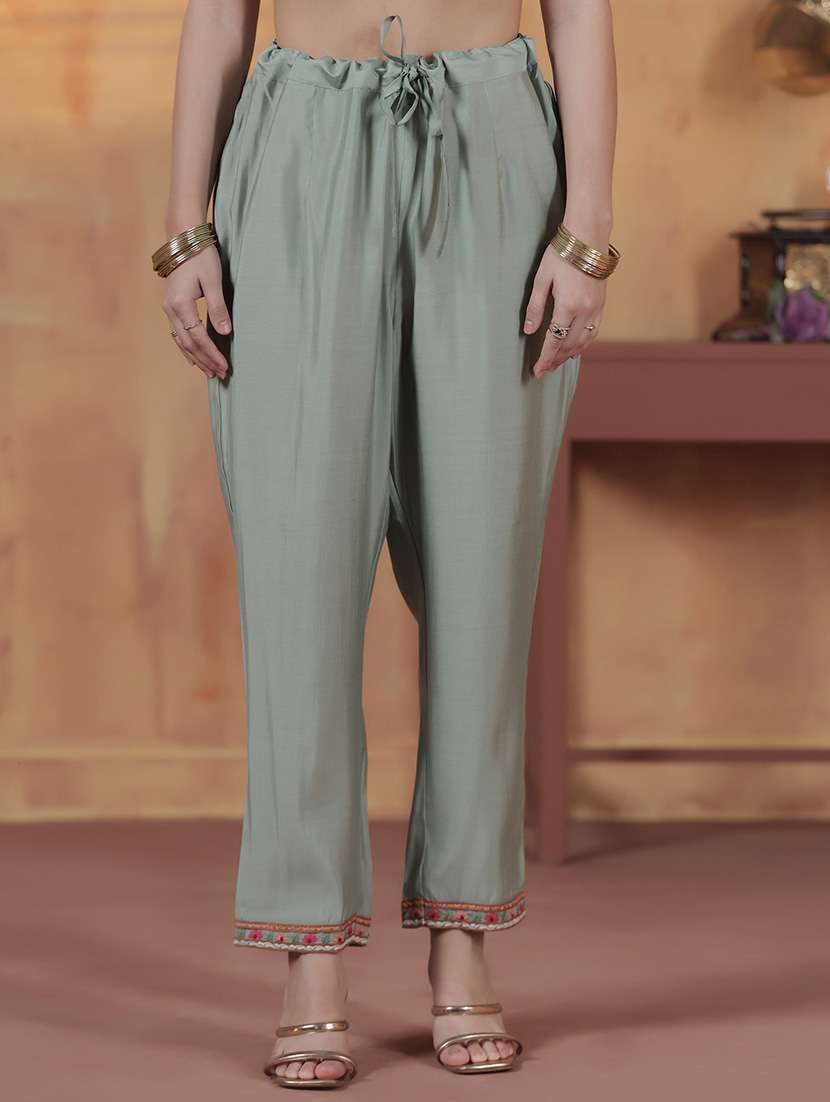 women solid with work three quarter sleeve kurta pant with dupatta set - 22324185 -  Standard Image - 5