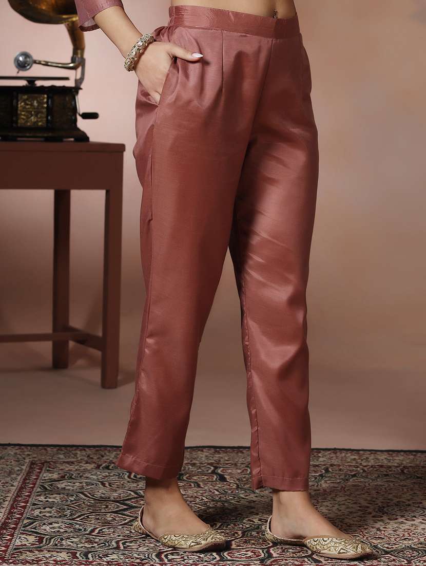 women solid with work three quarter sleeve kurta pant with dupatta set - 22324188 -  Standard Image - 5