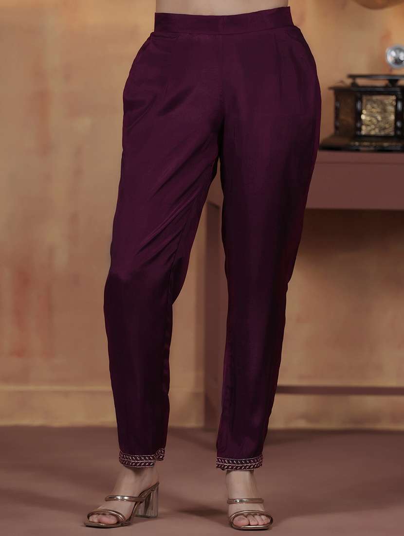 women solid with work three quarter sleeve kurta pant with dupatta set - 22324192 -  Standard Image - 5