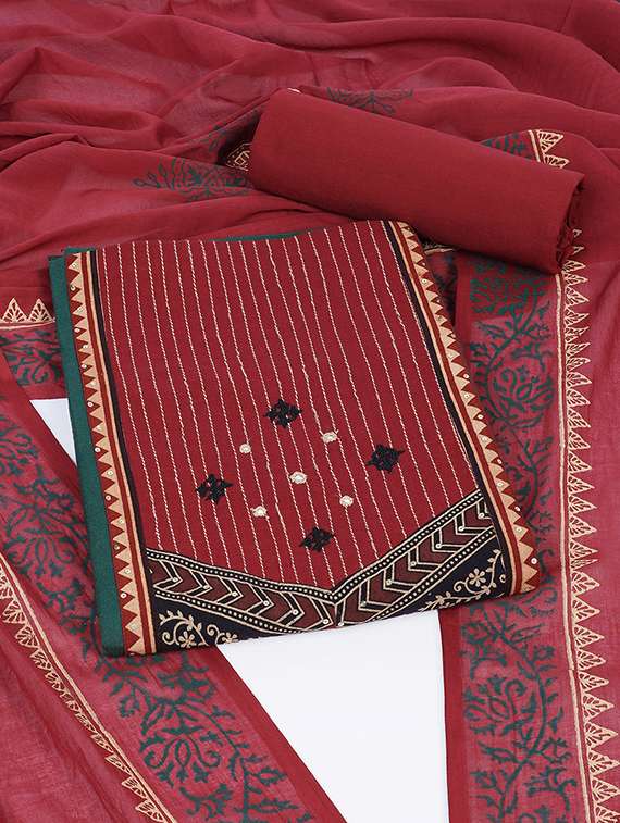 women solid unstitched suit set