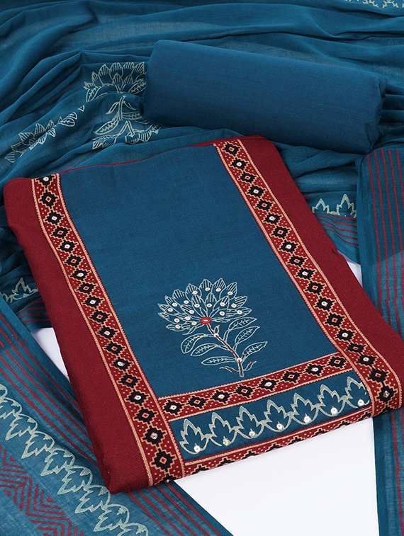 women solid unstitched suit set