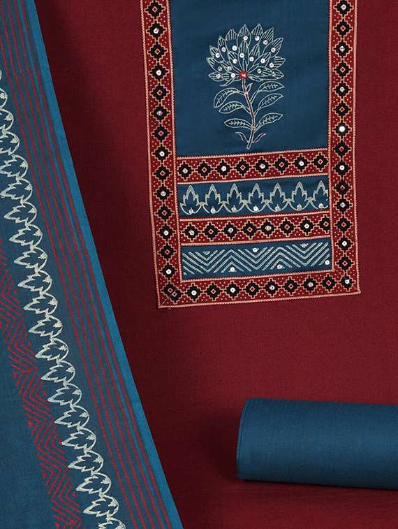 women solid unstitched suit set - 22324232 -  Standard Image - 3