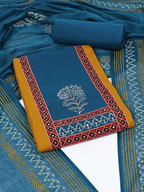 women solid unstitched suit set