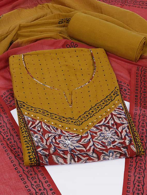 women self design unstitched suit set