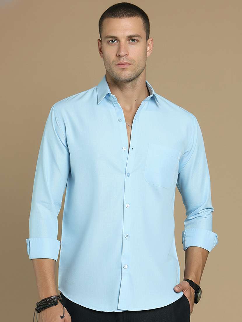 men solid long sleeve regular fit casual shirt