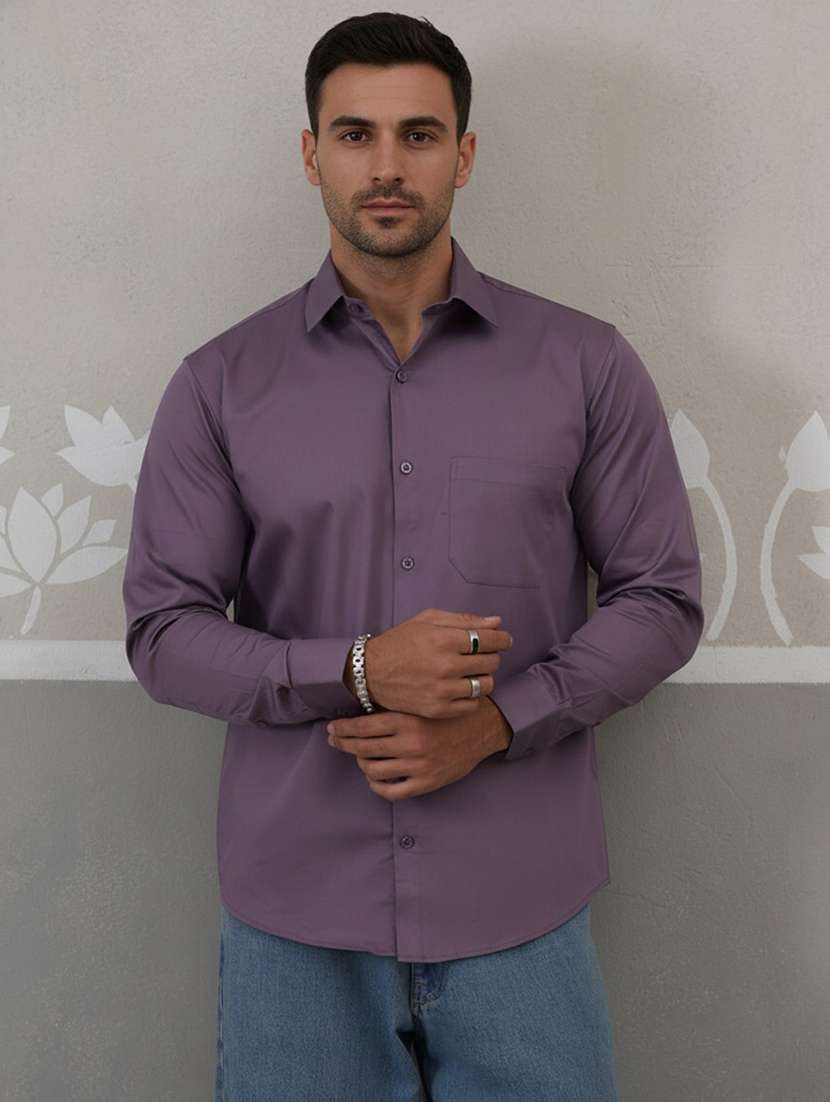 men solid long sleeve regular fit casual shirt