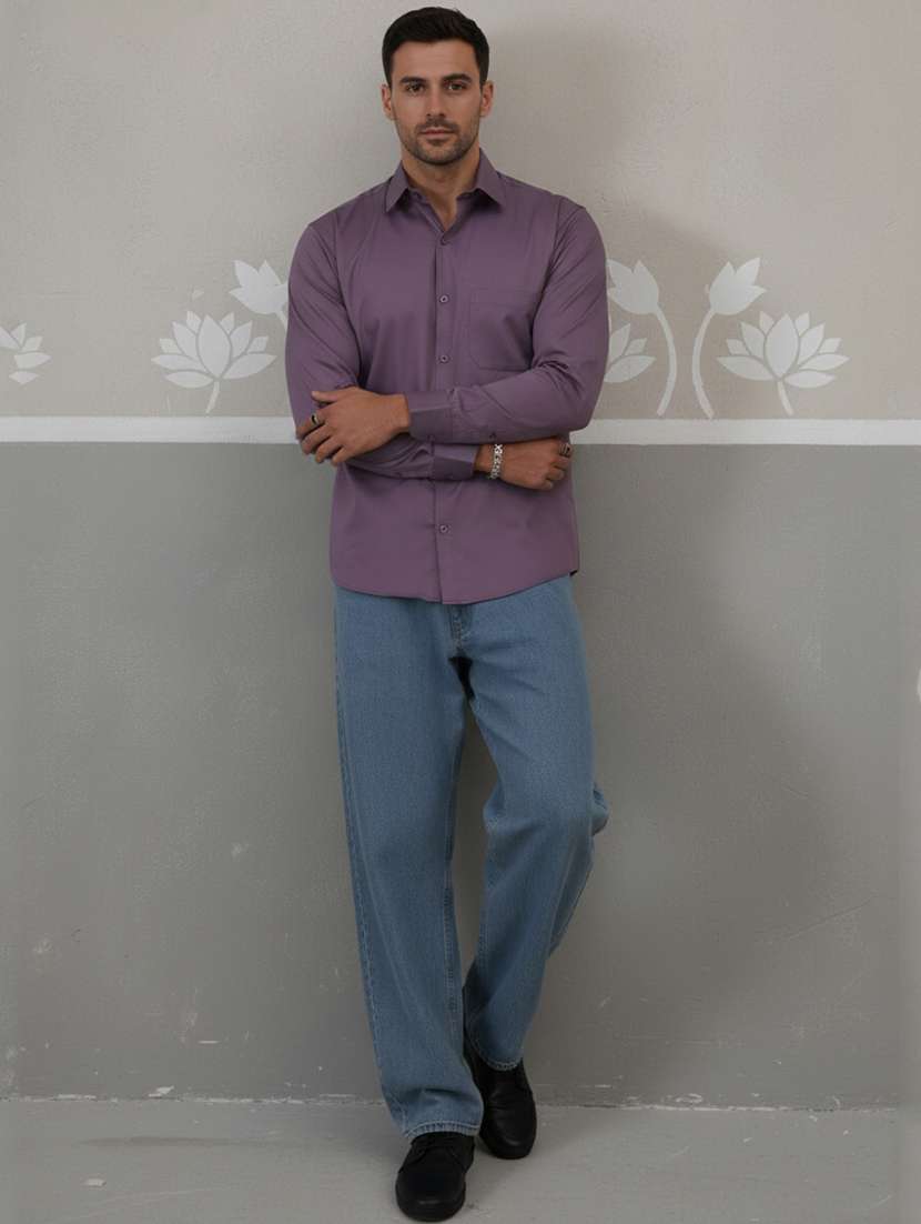 Men Solid Long Sleeve Regular Fit Casual Shirt - 22324284 -  Standard Image - 3
