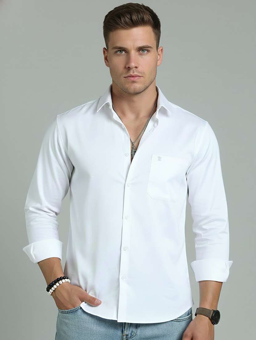 men solid long sleeve regular fit casual shirt