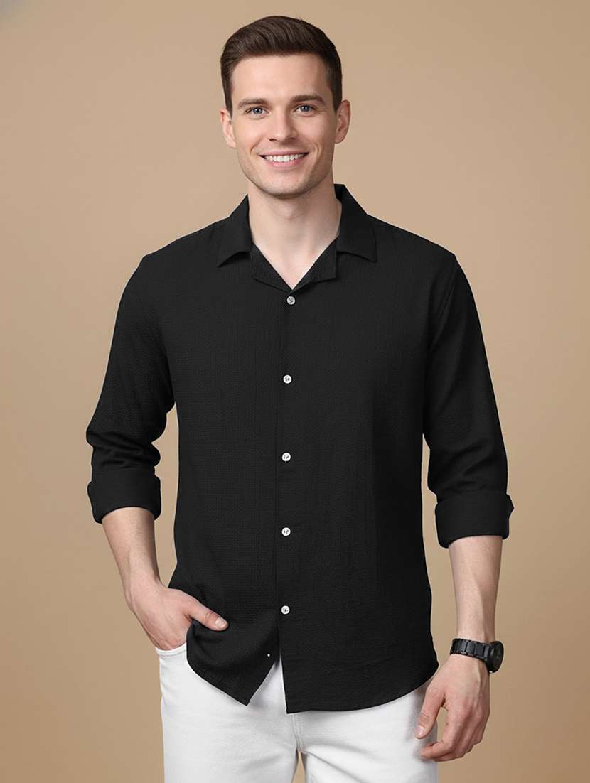 men solid long sleeve regular fit casual shirt