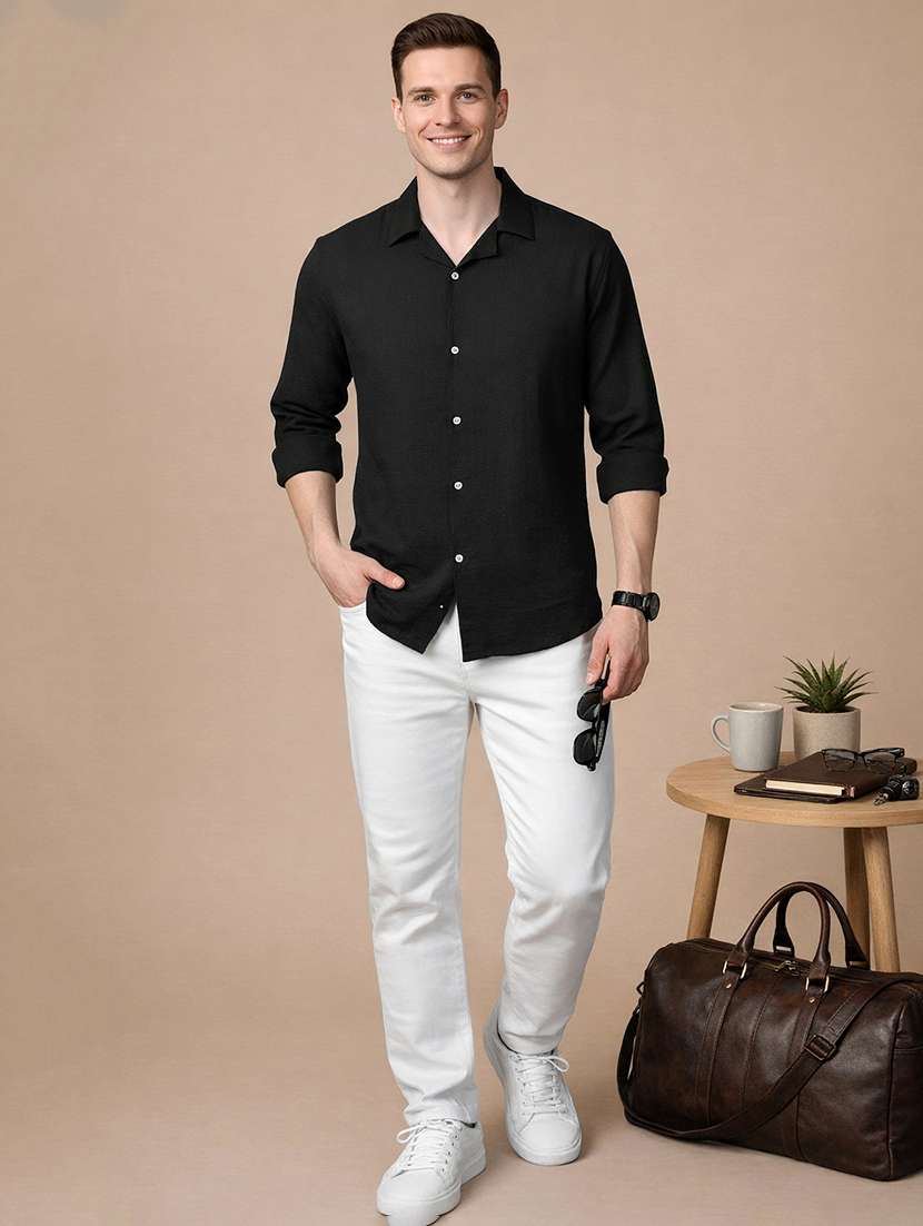 men solid long sleeve regular fit casual shirt - 22324306 -  Standard Image - 3