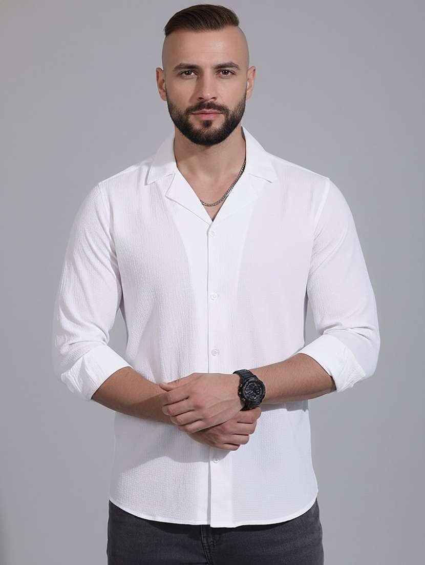 men solid long sleeve regular fit casual shirt