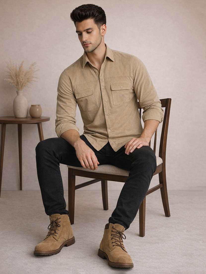 men solid long sleeve regular fit casual shirt - 22324325 -  Standard Image - 3