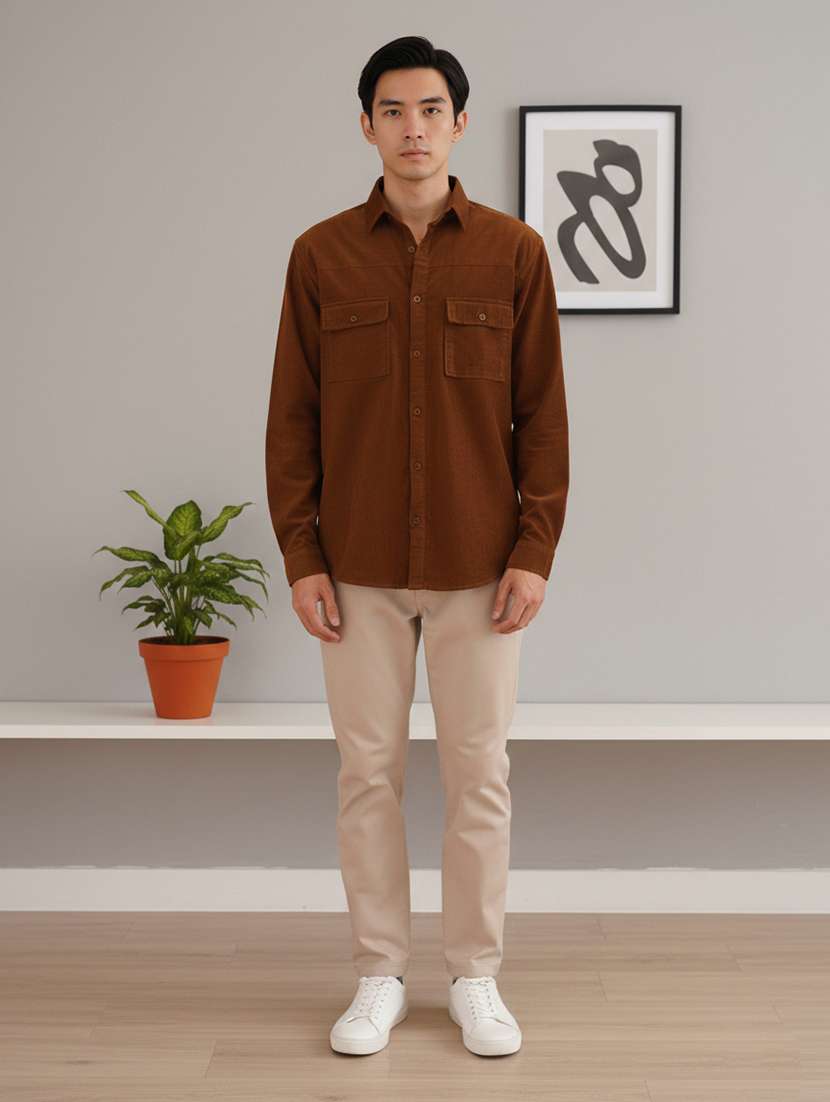 men solid long sleeve regular fit casual shirt - 22324327 -  Standard Image - 3