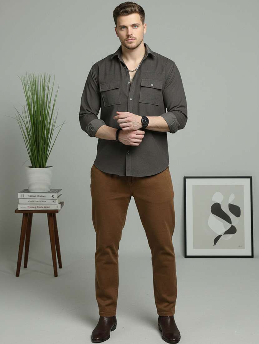 men solid long sleeve regular fit casual shirt - 22324329 -  Standard Image - 3