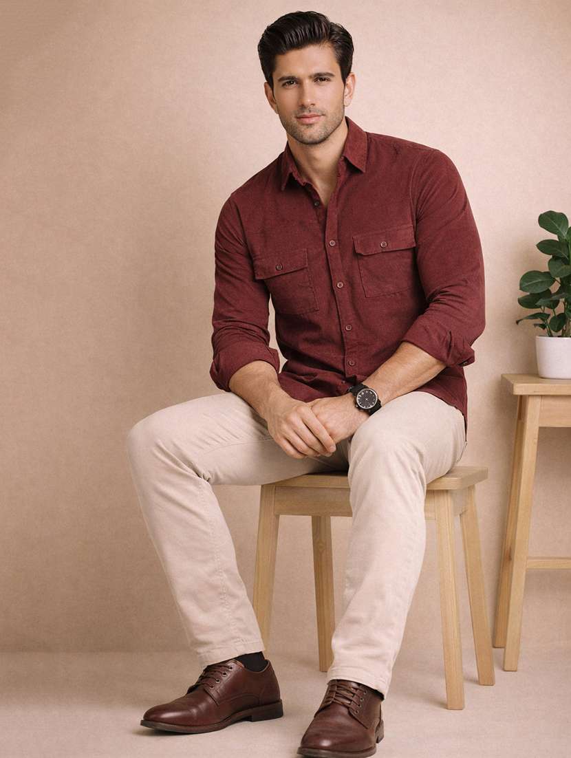 men solid long sleeve regular fit casual shirt - 22324331 -  Standard Image - 3