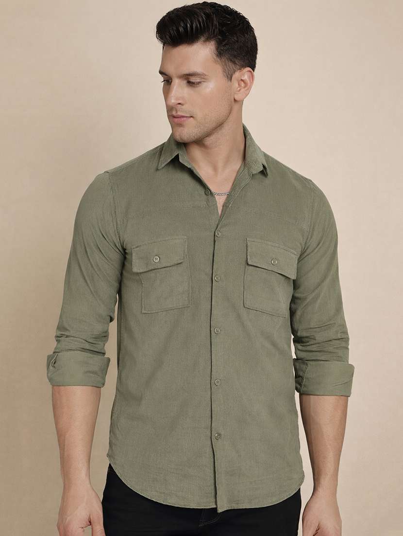 men solid long sleeve regular fit casual shirt