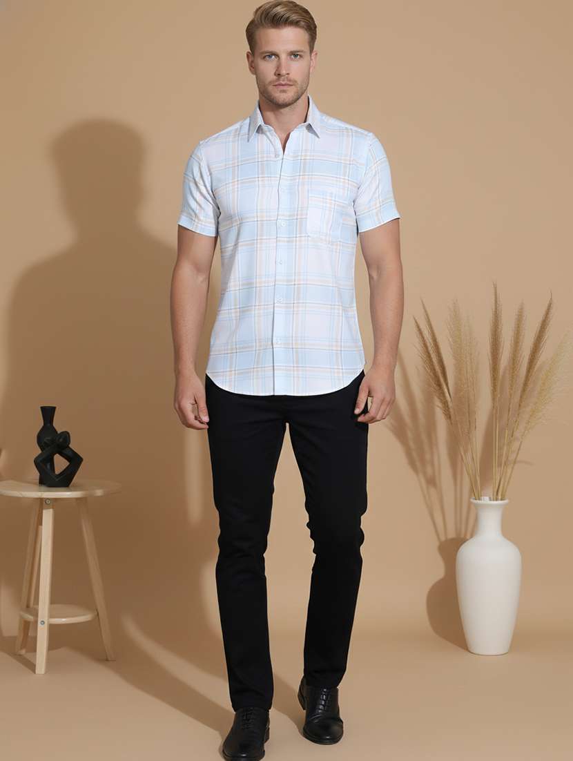 men checkered short sleeve regular fit casual shirt - 22324347 -  Standard Image - 3
