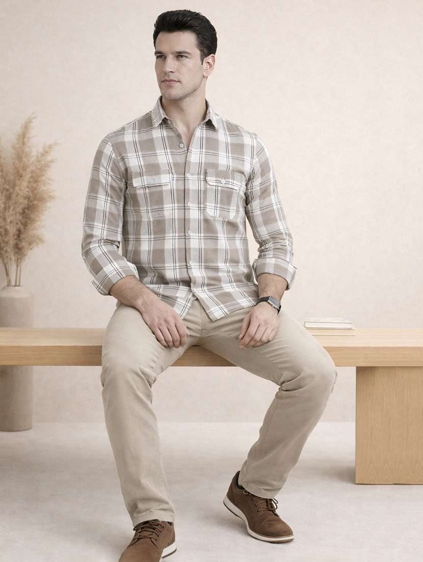 men checkered long sleeve regular fit casual shirt - 22324350 -  Standard Image - 3