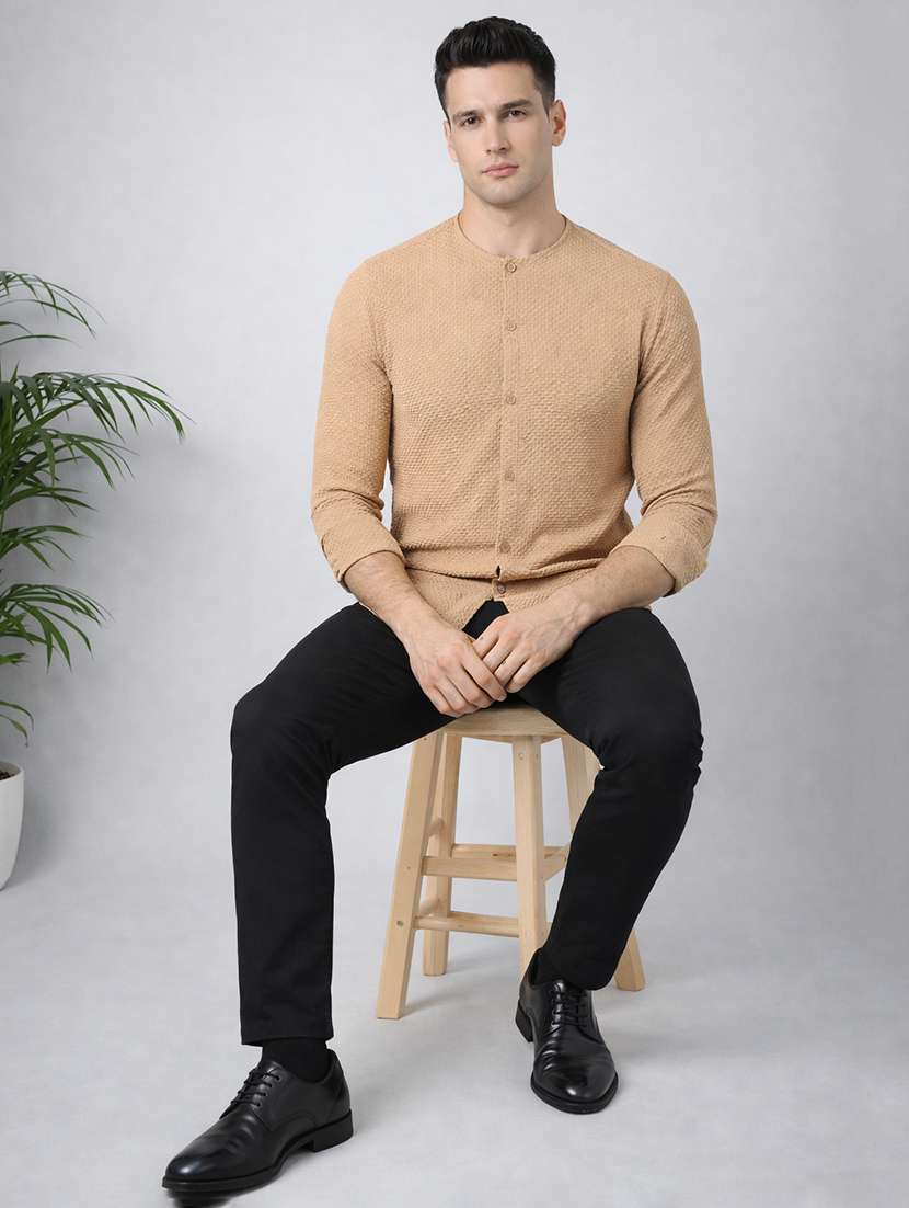 men self design long sleeve regular fit casual shirt - 22324354 -  Standard Image - 3