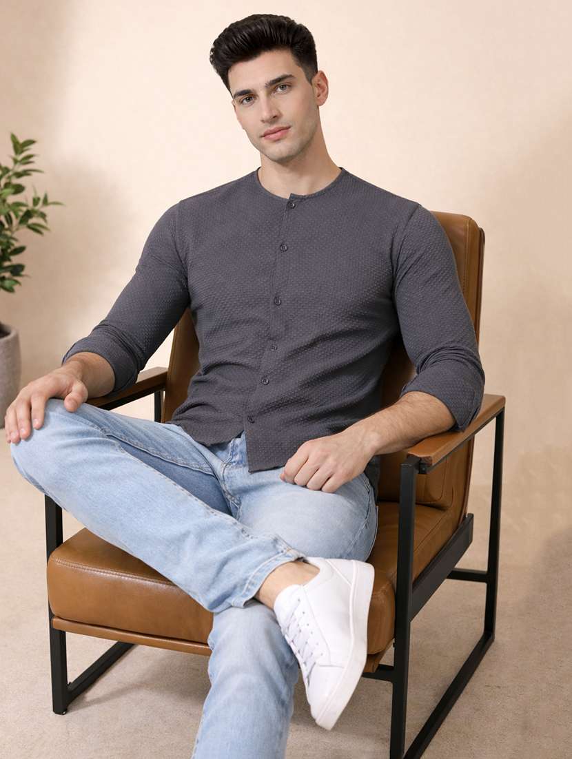 men self design long sleeve regular fit casual shirt - 22324356 -  Standard Image - 3