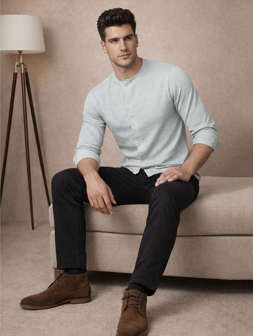 men self design long sleeve regular fit casual shirt - 22324357 -  Standard Image - 3