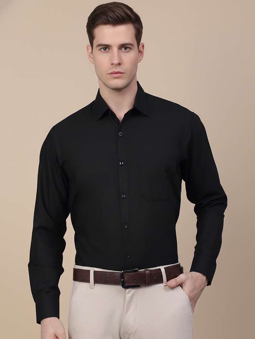 men solid long sleeve regular fit formal shirt