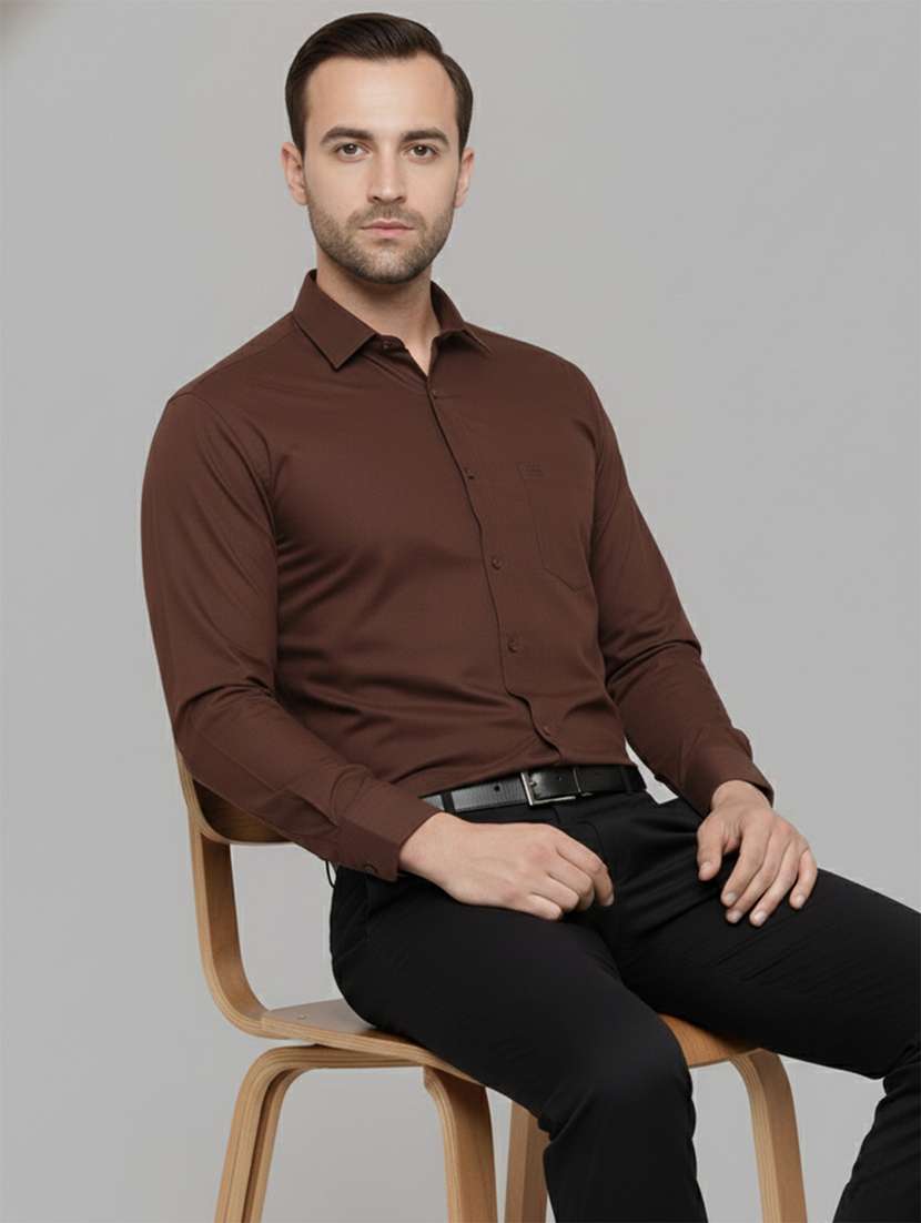 men solid long sleeve regular fit formal shirt