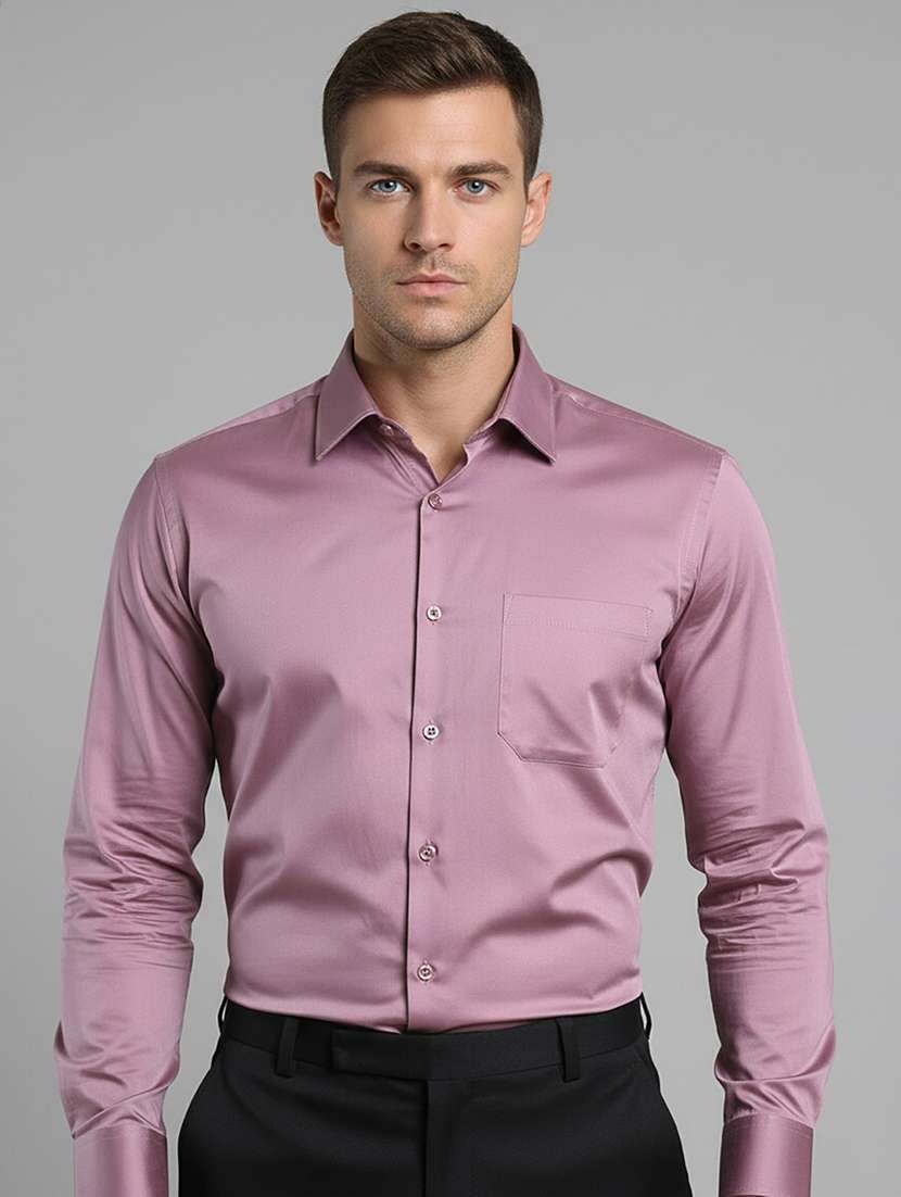 men solid long sleeve regular fit formal shirt