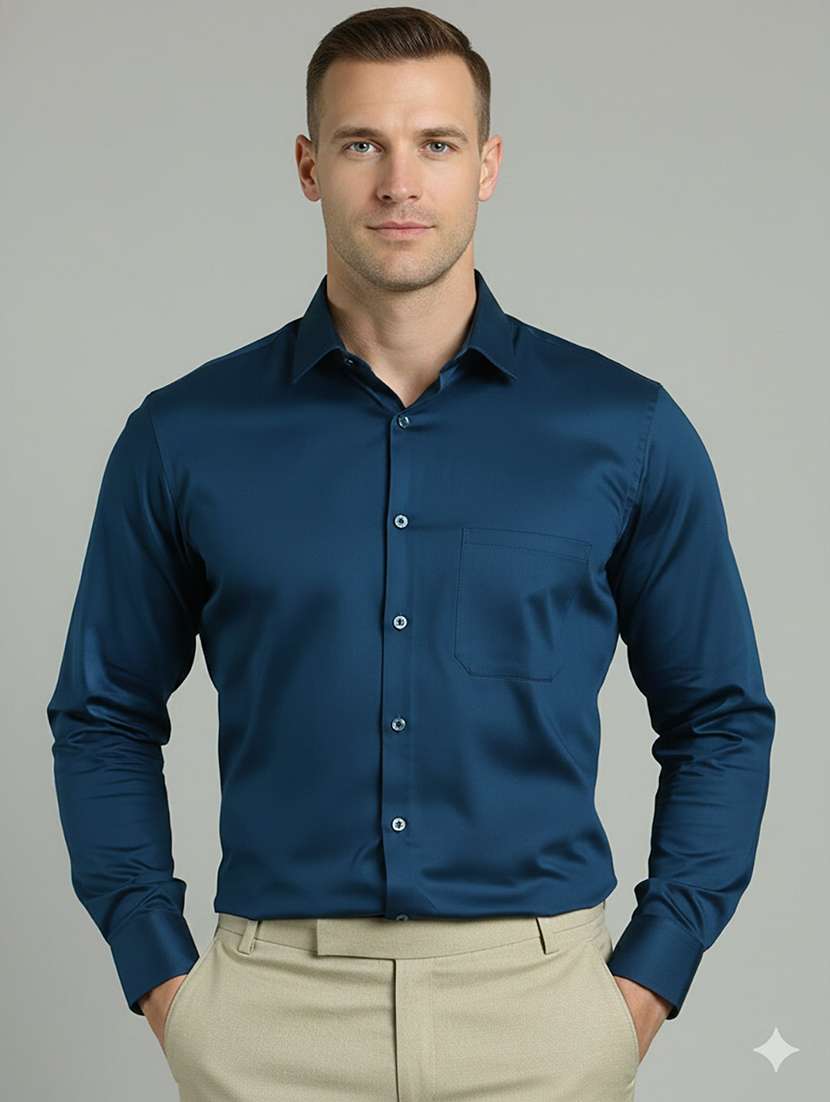 men solid long sleeve regular fit formal shirt