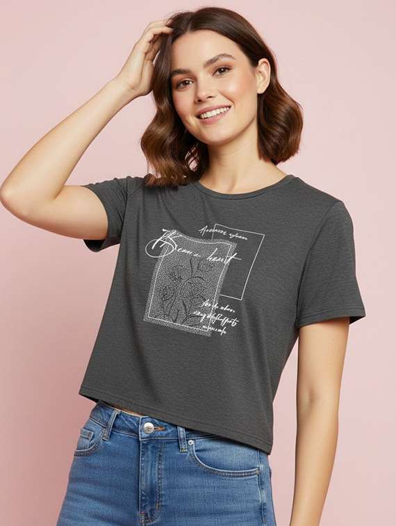 women printed short sleeve crop t-shirt - 22324398 -  Standard Image - 3