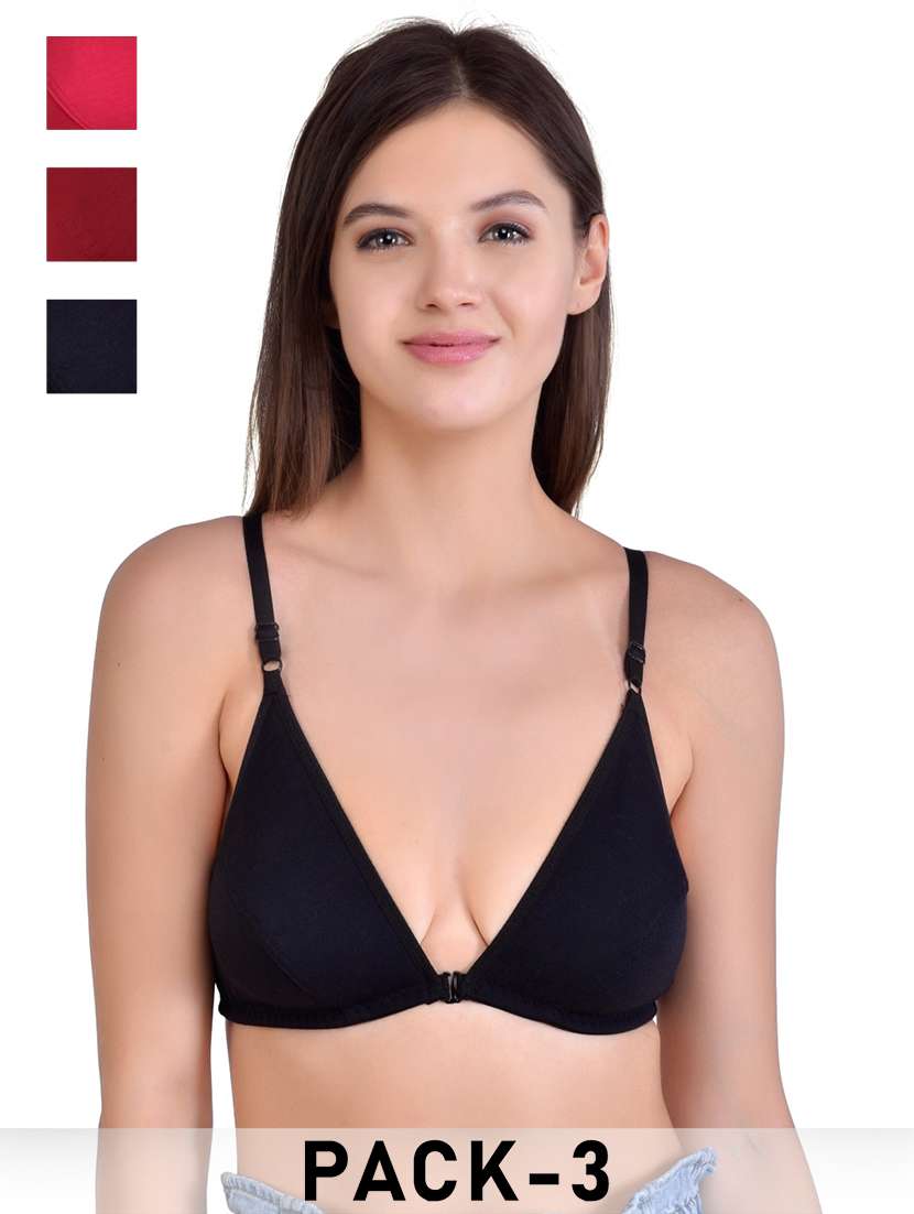 women pack of 3 solid non wired plunge bra