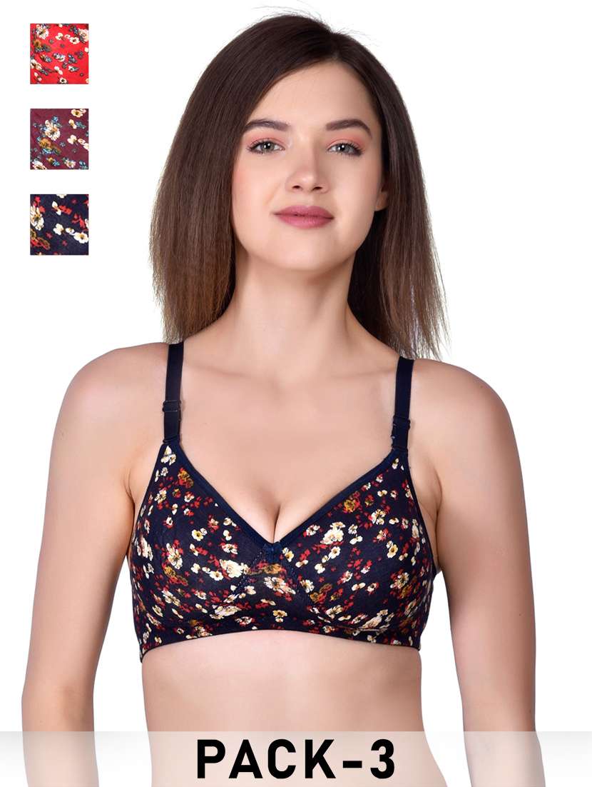 women pack of 3 printed t-shirt bra