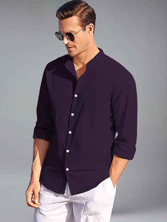 men solid long sleeve regular fit casual shirt - 22324525 -  Standard Image - 3