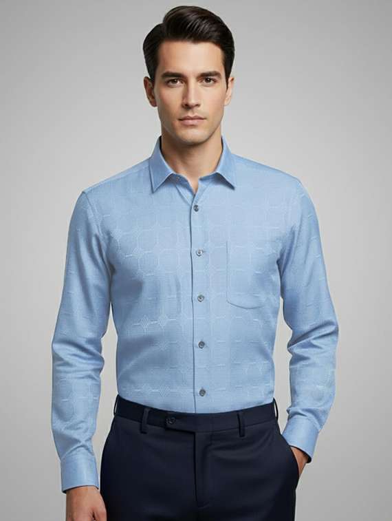 men self design long sleeve regular fit formal shirt