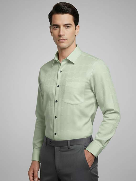men self design long sleeve regular fit formal shirt
