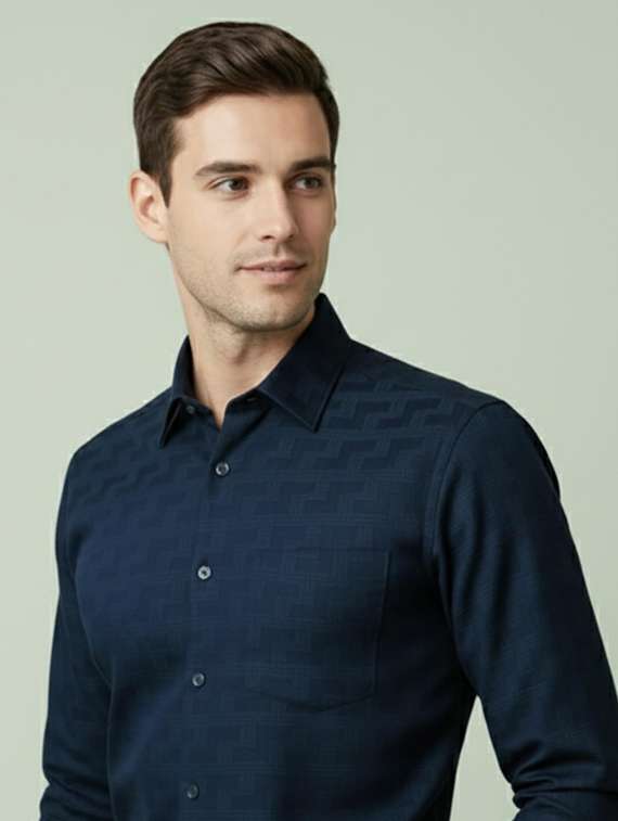 men self design long sleeve regular fit formal shirt - 22324685 -  Standard Image - 3