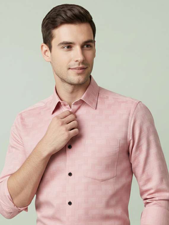Men Self Design Long Sleeve Regular Fit Formal Shirt - 22324686 -  Standard Image - 3