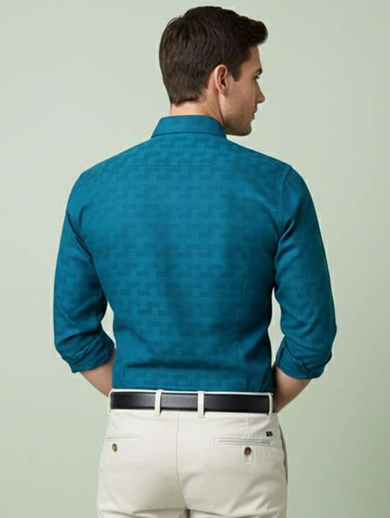 Men Self Design Long Sleeve Regular Fit Formal Shirt - 22324690 -  Standard Image - 3