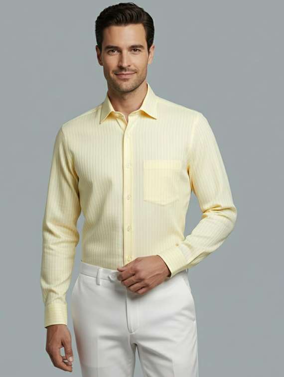 men striped long sleeve regular fit formal shirt