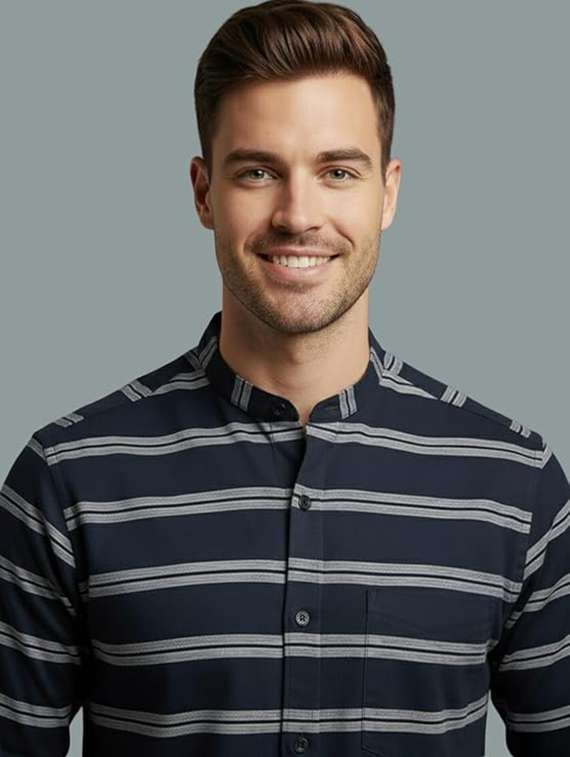 men striped long sleeve regular fit casual shirt - 22324723 -  Standard Image - 3