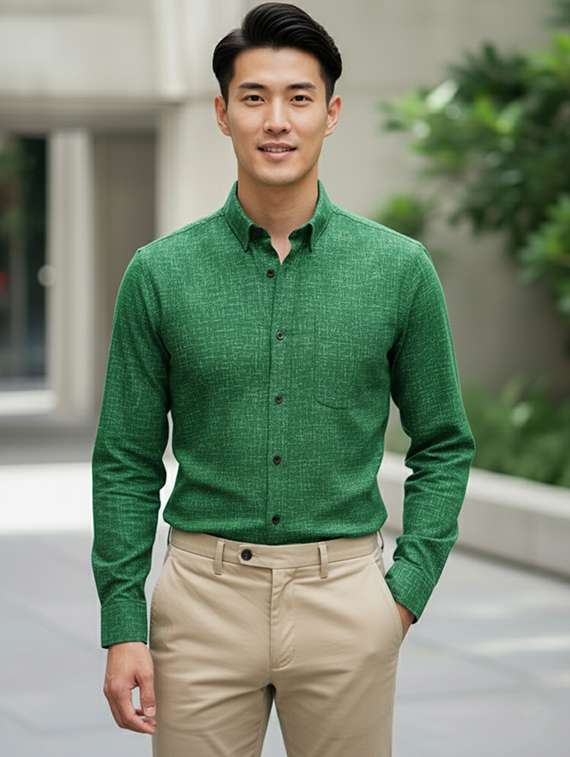 men printed long sleeve regular fit casual shirt